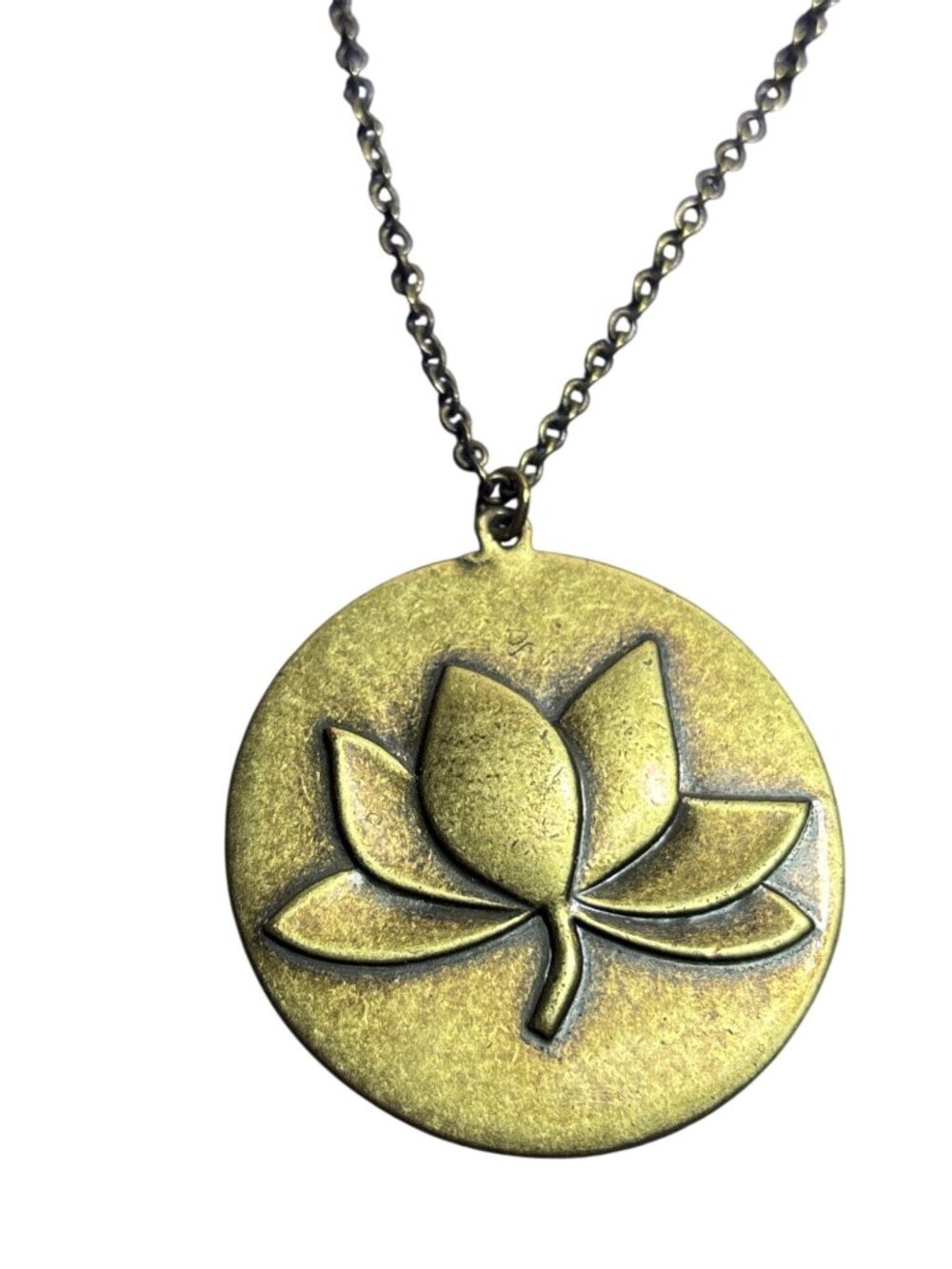 Axcess Liz Claiborne Lotus Flower Medallion Necklace Double Sided 16-18 inches